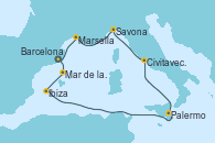 Visitando BarcelonaMar de las Baleares - Experiencia a bordo, Mar de las Baleares - Experiencia a bordo, Ibiza (España), Palermo (Italia), Civitavecchia (Roma), Savona (Italia), Marsella (Francia), Barcelona