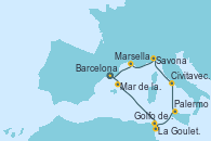 Visitando BarcelonaMar de las Baleares - Experiencia a bordo, Mar de las Baleares - Experiencia a bordo, La Goulette (Tunez), Golfo de Túnez, Palermo (Italia), Civitavecchia (Roma), Savona (Italia), Marsella (Francia), Barcelona