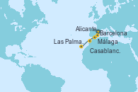 Visitando Barcelona, Alicante (España), Málaga, Casablanca (Marruecos), Las Palmas de Gran Canaria (España)