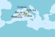 Visitando ValenciaMar de las Baleares - Experiencia a bordo, Mar de las Baleares - Experiencia a bordo, Olbia (Cerdeña), Golfo Aranci - Experiencia a bordo, Civitavecchia (Roma)