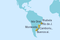 Visitando Río de Janeiro (Brasil), Isla Grande (Brasil), Buenos aires, Montevideo (Uruguay), Camboriu, Brazil, Ilhabela (Brasil), Río de Janeiro (Brasil)