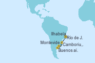 Visitando Río de Janeiro (Brasil), Ilhabela (Brasil), Buenos aires, Montevideo (Uruguay), Camboriu, Brazil, Ilhabela (Brasil), Río de Janeiro (Brasil)