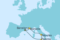 Visitando Barcelona, Marsella (Francia), Nápoles (Italia), Palermo (Italia), Barcelona