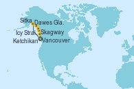 Visitando Vancouver (Canadá), Dawes Glacier, Alaska, Skagway (Alaska), Icy Strait Point (Alaska), Sitka (Alaska), Ketchikan (Alaska), Vancouver (Canadá)