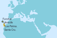 Visitando Funchal (Madeira), Arrecife (Lanzarote/España), Las Palmas de Gran Canaria (España), Santa Cruz de la Palma (España), Santa Cruz de Tenerife (España)