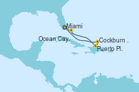 Visitando Miami (Florida/EEUU), Ocean Cay MSC Marine Reserve (Bahamas), Puerto Plata, Republica Dominicana, Cockburn Town (Islas turcas y Caicos), Miami (Florida/EEUU)