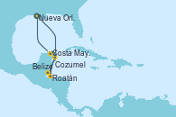Visitando Nueva Orleans (Luisiana), Cozumel (México), Roatán (Honduras), Belize (Caribe), Costa Maya (México), Nueva Orleans (Luisiana)