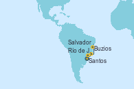 Visitando Santos (Brasil), Río de Janeiro (Brasil), Buzios (Brasil), Salvador de Bahía (Brasil) Visitando Santos (Brasil), Río de Janeiro (Brasil), Buzios (Brasil), Salvador de Bahía (Brasil)
