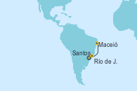 Visitando Santos (Brasil), Río de Janeiro (Brasil), Maceió (Brasil)