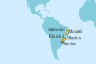Visitando Santos (Brasil), Río de Janeiro (Brasil), Buzios (Brasil), Salvador de Bahía (Brasil), Maceió (Brasil) Visitando Santos (Brasil), Río de Janeiro (Brasil), Buzios (Brasil), Salvador de Bahía (Brasil), Maceió (Brasil)