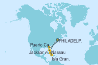 Visitando PHILADELPHIA, PENNSYLVANIA, Nassau (Bahamas), Isla Gran Bahama (Florida/EEUU), Puerto Cañaveral (Florida), Jacksonville (Florida/EEUU), PHILADELPHIA, PENNSYLVANIA