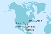 Visitando PHILADELPHIA, PENNSYLVANIA, Nassau (Bahamas), Great Stirrup Cay (Bahamas), Puerto Cañaveral (Florida), Jacksonville (Florida/EEUU), PHILADELPHIA, PENNSYLVANIA