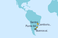 Visitando Buenos aires, Santos (Brasil), Camboriu, Brazil, Punta del Este (Uruguay), Buenos aires