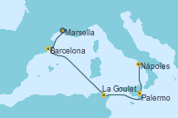 Visitando Marsella (Francia), Barcelona, La Goulette (Tunez), Palermo (Italia), Nápoles (Italia)