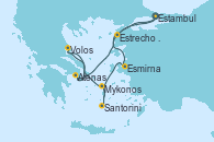 Visitando Estambul (Turquía), Esmirna (Turquía), Santorini (Grecia), Santorini (Grecia), Mykonos (Grecia), Volos (Grecia), Atenas (Grecia), Estrecho de Dardanelos - Experiencia a bordo, Estambul (Turquía)