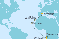 Visitando Ciudad del Cabo (Sudáfrica), Walvis Bay (Namibia), Mindelo (Cabo Verde), Las Palmas de Gran Canaria (España), Barcelona