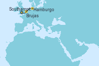 Visitando Southampton (Inglaterra), Hamburgo (Alemania), Brujas (Bélgica), Southampton (Inglaterra)