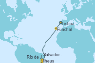 Visitando Lisboa (Portugal), Funchal (Madeira), Salvador de Bahía (Brasil), Ilheus (Brasil), Río de Janeiro (Brasil) Visitando Lisboa (Portugal), Funchal (Madeira), Salvador de Bahía (Brasil), Ilheus (Brasil), Río de Janeiro (Brasil)
