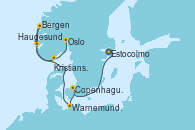 Visitando Estocolmo (Suecia), Copenhague (Dinamarca), Warnemunde (Alemania), Haugesund (Noruega), Bergen (Noruega), Kristiansand (Noruega), Oslo (Noruega) Visitando Estocolmo (Suecia), Copenhague (Dinamarca), Warnemunde (Alemania), Haugesund (Noruega), Bergen (Noruega), Kristiansand (Noruega), Oslo (Noruega)