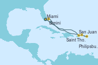 Visitando Miami (Florida/EEUU), San Juan (Puerto Rico), Saint Thomas (Islas Vírgenes), Philipsburg (St. Maarten), Bimini (Bahamas), Miami (Florida/EEUU)