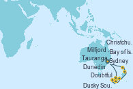 Visitando Sydney (Australia), Milfjord Sound (Nueva Zelanda), Doubtful Sound (Nueva Zelanda), Dusky Sound (Nueva Zelanda), Dunedin (Nueva Zelanda), Christchurch (Nueva Zelanda), Tauranga (Nueva Zelanda), Bay of Islands (Nueva Zelanda), Sydney (Australia)