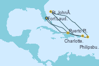 Visitando Fort Lauderdale (Florida/EEUU), Puerto Plata, Republica Dominicana, Charlotte Amalie (St. Thomas), St. John´s (Antigua y Barbuda), Philipsburg (St. Maarten), Fort Lauderdale (Florida/EEUU)