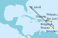 Visitando San Juan (Puerto Rico), Charlotte Amalie (St. Thomas), St. John´s (Antigua y Barbuda), Roseau (Dominica), Saint George (Grenada), Bridgetown (Barbados), Philipsburg (St. Maarten), San Juan (Puerto Rico)