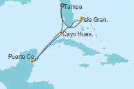Visitando Tampa (Florida), Isla Gran Bahama (Florida/EEUU), Cayo Hueso (Key West/Florida), Puerto Costa Maya (México), Tampa (Florida)