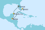 Visitando Tampa (Florida), Puerto Costa Maya (México), Belize (Caribe), Bimini (Bahamas), Tampa (Florida)