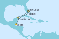 Visitando Fort Lauderdale (Florida/EEUU), Bimini (Bahamas), Belize (Caribe), Puerto Costa Maya (México), Fort Lauderdale (Florida/EEUU)