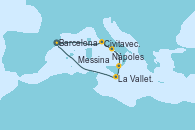 Visitando Barcelona, Civitavecchia (Roma), Nápoles (Italia), Messina (Sicilia), La Valletta (Malta), Barcelona
