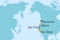 Visitando Vancouver (Canadá), Astoria  (Oregón), San Francisco (California/EEUU), San Francisco (California/EEUU), San Diego (California/EEUU)