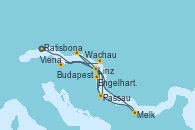 Visitando Ratisbona (Alemania), Ratisbona (Alemania), Passau (Alemania), Engelhartszell (Austria), Linz (Austria), Melk (Austria), Wachau (Austria), Viena (Austria), Budapest (Hungría), Budapest (Hungría), Budapest (Hungría) Visitando Ratisbona (Alemania), Ratisbona (Alemania), Passau (Alemania), Engelhartszell (Austria), Linz (Austria), Melk (Austria), Wachau (Austria), Viena (Austria), Budapest (Hungría), Budapest (Hungría), Budapest (Hungría)