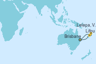 Visitando Brisbane (Australia), Lifou (Isla Loyalty/Nueva Caledonia), Lelepa, Vanuatu, Brisbane (Australia)