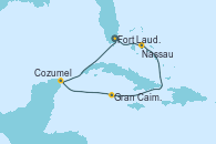 Visitando Fort Lauderdale (Florida/EEUU), Nassau (Bahamas), Gran Caimán (Islas Caimán), Cozumel (México), Fort Lauderdale (Florida/EEUU)
