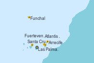 Visitando Las Palmas de Gran Canaria (España), Funchal (Madeira), Santa Cruz de Tenerife (España), Santa Cruz de Tenerife (España), Arrecife (Lanzarote/España), Atlantis crest Oeste - Experiencia a bordo, Fuerteventura (Canarias/España), Las Palmas de Gran Canaria (España)