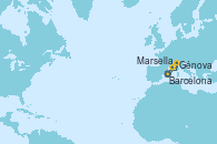 Visitando Barcelona, Marsella (Francia), Génova (Italia), Marsella (Francia), Barcelona