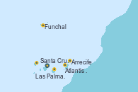 Visitando Santa Cruz de Tenerife (España), Santa Cruz de Tenerife (España), Funchal (Madeira), Arrecife (Lanzarote/España), Atlantis crest Oeste - Experiencia a bordo, Las Palmas de Gran Canaria (España), Santa Cruz de la Palma (España), Santa Cruz de Tenerife (España)
