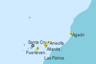 Visitando Santa Cruz de Tenerife (España), Santa Cruz de Tenerife (España), Agadir (Marruecos), Arrecife (Lanzarote/España), Atlantis crest Oeste - Experiencia a bordo, Las Palmas de Gran Canaria (España), Fuerteventura (Canarias/España), Santa Cruz de Tenerife (España)