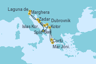 Visitando Bari (Italia), Dubrovnik (Croacia), Corfú (Grecia), Mar Jónico - Experiencia a bordo, Mar Jónico - Experiencia a bordo, Kotor (Montenegro), Split (Croacia), Islas Kornati (Croacia), Zadar (Croacia), Marghera (Venecia/Italia), Laguna de Venecia - Experiencia a bordo, Bari (Italia) Visitando Bari (Italia), Dubrovnik (Croacia), Corfú (Grecia), Mar Jónico - Experiencia a bordo, Mar Jónico - Experiencia a bordo, Kotor (Montenegro), Split (Croacia), Islas Kornati (Croacia), Zadar (Croacia), Marghera (Venecia/Italia), Laguna de Venecia - Experiencia a bordo, Bari (Italia)
