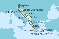 Visitando Marghera (Venecia/Italia)Laguna de Venecia - Experiencia a bordo, Bari (Italia), Dubrovnik (Croacia), Corfú (Grecia), Mar Jónico - Experiencia a bordo, Mar Jónico - Experiencia a bordo, Kotor (Montenegro), Split (Croacia), Islas Kornati (Croacia), Zadar (Croacia), Marghera (Venecia/Italia), Laguna de Venecia - Experiencia a bordo, Bari (Italia), Abismo de Calipso - Experiencia a bordo, Abismo de Calipso - Experiencia a bordo, Santorini (Grecia), Mykonos (Grecia), Argostoli (Grecia), Mar Jónico - Experiencia a bordo, Mar Jónico - Experiencia a bordo, Marghera (Venecia/Italia)