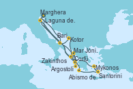 Visitando Marghera (Venecia/Italia)Laguna de Venecia - Experiencia a bordo, Bari (Italia), Kotor (Montenegro), Corfú (Grecia), Mar Jónico - Experiencia a bordo, Mar Jónico - Experiencia a bordo, Zakinthos (Grecia), Argostoli (Grecia), Marghera (Venecia/Italia), Laguna de Venecia - Experiencia a bordo, Bari (Italia), Abismo de Calipso - Experiencia a bordo, Abismo de Calipso - Experiencia a bordo, Santorini (Grecia), Mykonos (Grecia), Argostoli (Grecia), Mar Jónico - Experiencia a bordo, Mar Jónico - Experiencia a bordo, Marghera (Venecia/Italia)