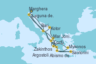 Visitando Marghera (Venecia/Italia)Laguna de Venecia - Experiencia a bordo, Bari (Italia), Abismo de Calipso - Experiencia a bordo, Abismo de Calipso - Experiencia a bordo, Santorini (Grecia), Mykonos (Grecia), Argostoli (Grecia), Mar Jónico - Experiencia a bordo, Mar Jónico - Experiencia a bordo, Marghera (Venecia/Italia), Laguna de Venecia - Experiencia a bordo, Bari (Italia), Kotor (Montenegro), Corfú (Grecia), Mar Jónico - Experiencia a bordo, Mar Jónico - Experiencia a bordo, Zakinthos (Grecia), Argostoli (Grecia), Marghera (Venecia/Italia)