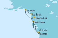 Visitando Seattle (Washington/EEUU), Ketchikan (Alaska), Dawes Glacier, Alaska, Juneau (Alaska), Icy Strait Point (Alaska), Victoria (Canadá), Seattle (Washington/EEUU)