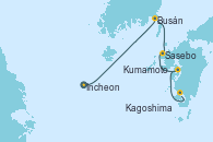Visitando Incheon (Corea del Sur), Busán (Corea del Sur), Sasebo (Japón), Kumamoto (Japón), Kagoshima (Japón)