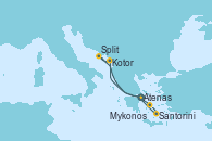 Visitando Atenas (Grecia), Kotor (Montenegro), Split (Croacia), Mykonos (Grecia), Santorini (Grecia), Atenas (Grecia)