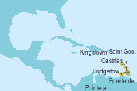 Visitando Fuerte de France (Martinica), Pointe a Pitre (Guadalupe), Castries (Santa Lucía/Caribe), Bridgetown (Barbados), Saint George (Grenada), Kingstown (Granadinas), Fuerte de France (Martinica)
