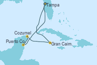 Visitando Tampa (Florida), Gran Caimán (Islas Caimán), Cozumel (México), Puerto Costa Maya (México), Tampa (Florida)