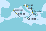 Visitando Ravenna (Italia), Zadar (Croacia), Dubrovnik (Croacia), Corfú (Grecia), La Valletta (Malta), Palma de Mallorca (España), Barcelona Visitando Ravenna (Italia), Zadar (Croacia), Dubrovnik (Croacia), Corfú (Grecia), La Valletta (Malta), Palma de Mallorca (España), Barcelona
