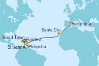 Visitando Pointe a Pitre (Guadalupe), Philipsburg (St. Maarten), Road Town (Isla Tórtola/Islas Vírgenes), St. John´s (Antigua y Barbuda), Santa Cruz de Tenerife (España), Barcelona